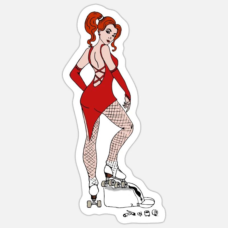 Pinup Roller Quad Artistic - Sticker size S (10 x 10 cm) - white matte