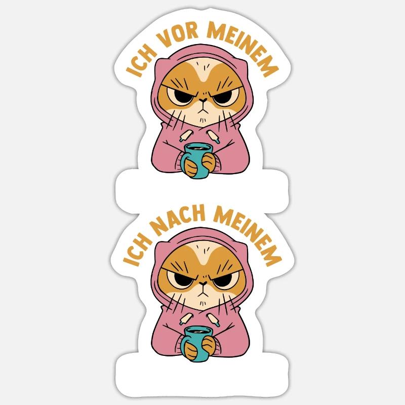 Je suis devant mes premiers chats café - Sticker taille S (10 x 10 cm) - blanc mat