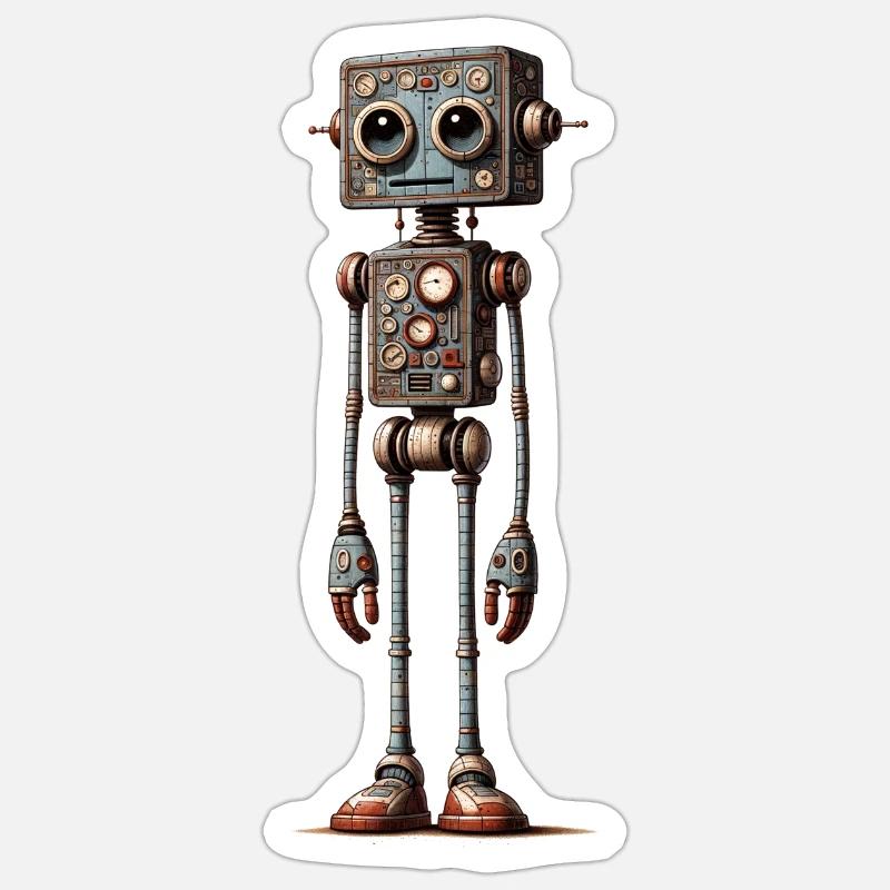 Femme robot - Sticker taille S (10 x 10 cm) - blanc mat
