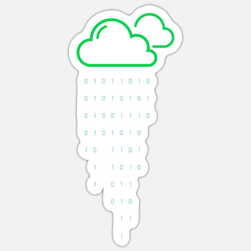 Code de pluie nuageuse - Sticker taille S (10 x 10 cm) - blanc mat