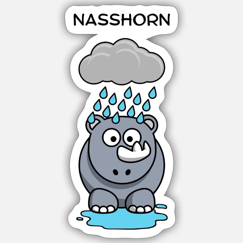 Rain Hippo Under Clouds Sticker size S (10 x 10 cm)