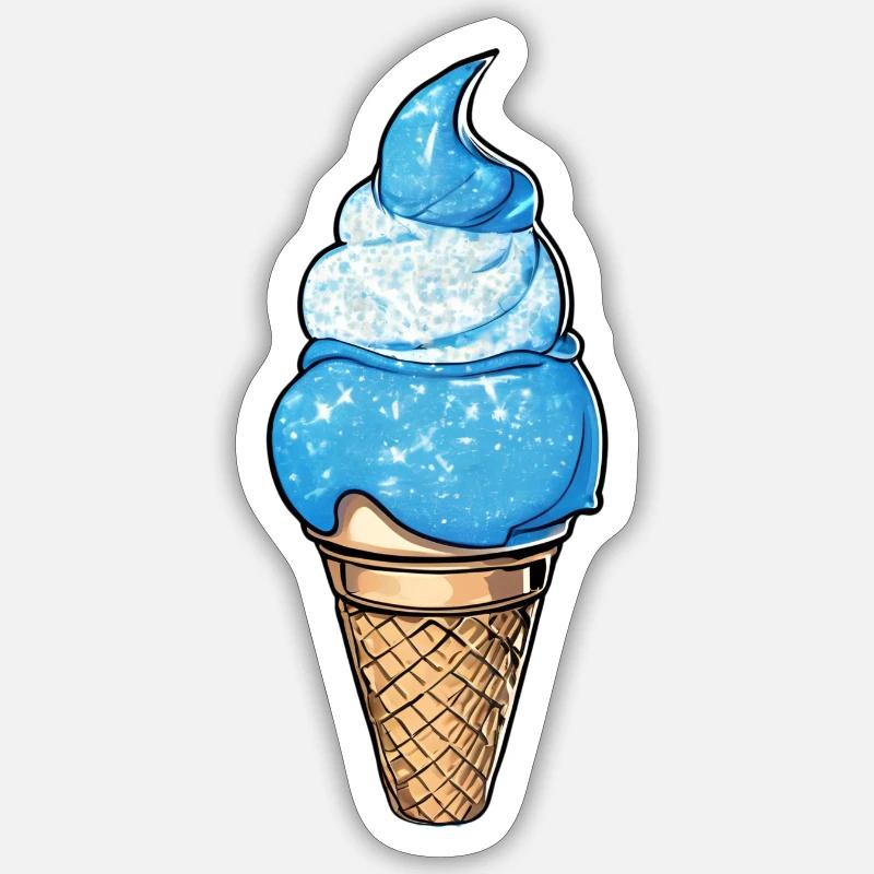 Eiswaffel Eis blau Sticker Größe S (10 x 10 cm)