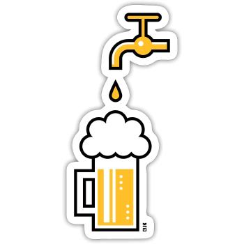 Robinet de chope à bière (Chope à bière Chope à bière / 2C) - Sticker taille S (10 x 10 cm) - blanc mat - Devant