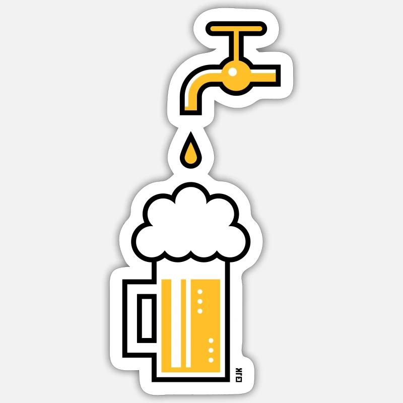 Beer Mug & Tap (Keg Beer / Draught Beer / 2C) Sticker size S (10 x 10 cm)