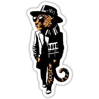 Leopard dandy - Sticker size S (10 x 10 cm) - white matte - Front