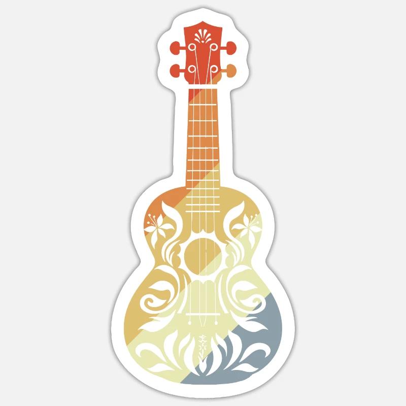 Ukulele Graphic Retro - Sticker size S (10 x 10 cm) - white matte
