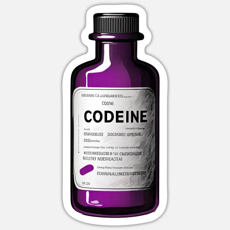 Bouteille de médicament à base de codéine – Illustration stylisée Sticker taille S (10 x 10 cm)