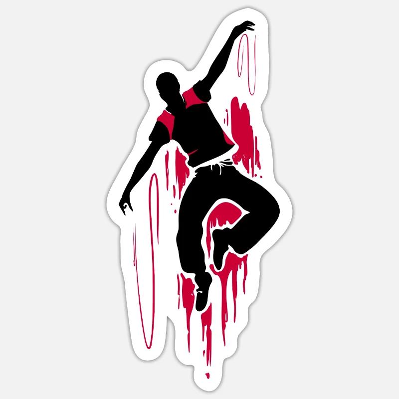 Breakdancer Dancer Silhouette in Red Black - Sticker size S (10 x 10 cm) - white matte