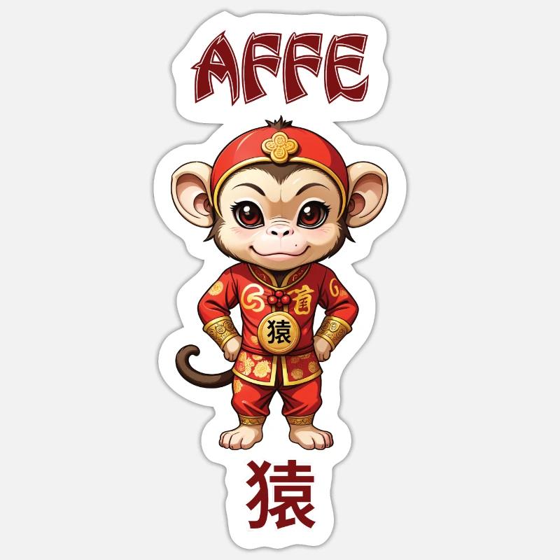Affe - chinesisches Sternzeichen - Astrologie Sticker Größe S (10 x 10 cm)
