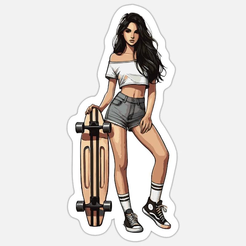 Longboard - Sticker taille S (10 x 10 cm) - blanc mat