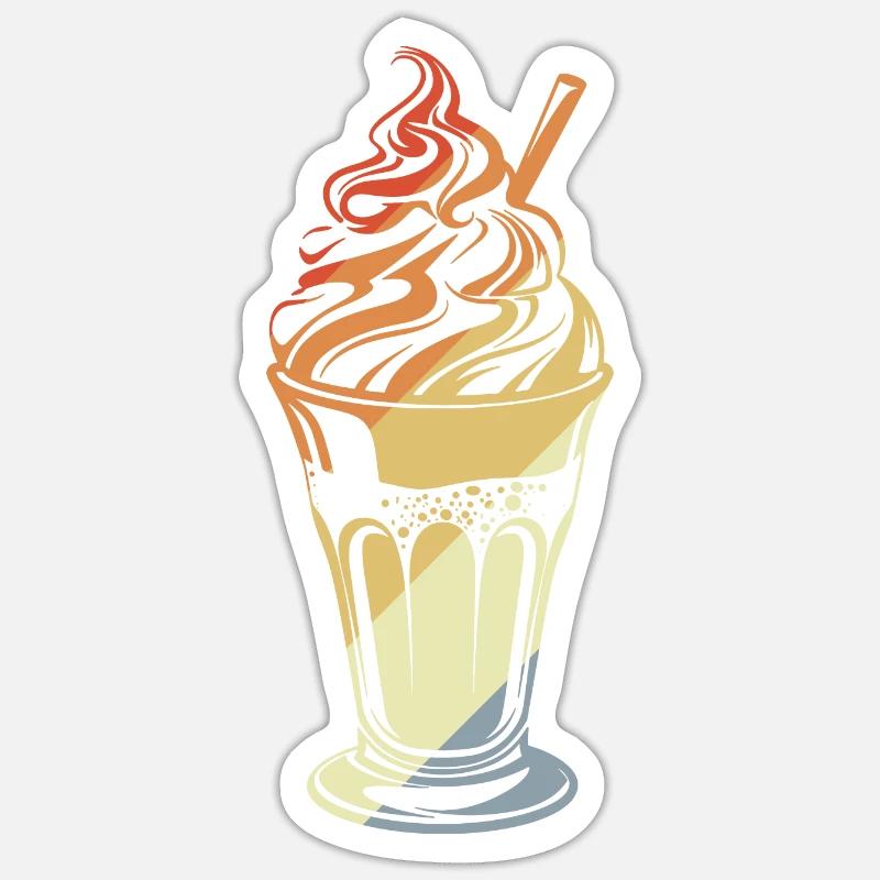 Eisbecher Retro Stil - Sticker Größe S (10 x 10 cm) - Mattweiß