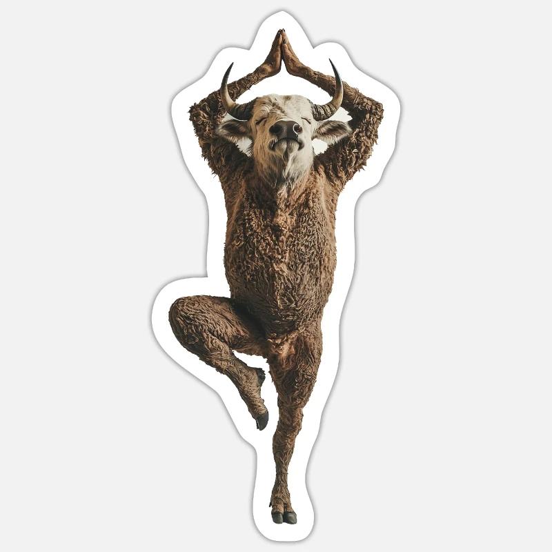 Büffel - Sticker Größe S (10 x 10 cm) - Mattweiß