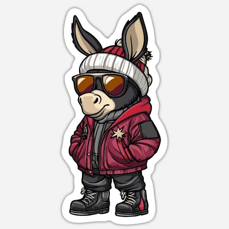 Esel Cool Comic - Sticker Größe S (10 x 10 cm) - Mattweiß