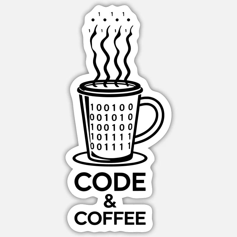 Code & Café – Duo Parfait - Sticker taille S (10 x 10 cm) - blanc mat