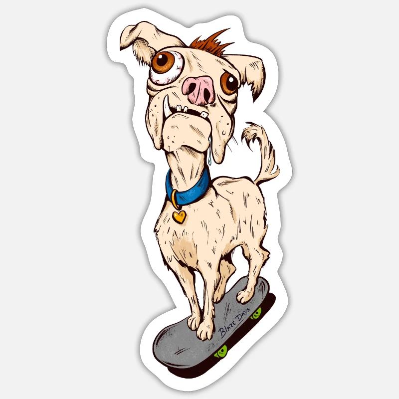 Chien de raie laid - Sticker taille S (10 x 10 cm) - blanc mat