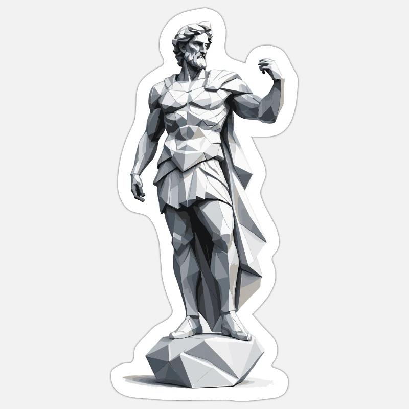 Griechischer Gott - Low Poly Design - Sticker Größe S (10 x 10 cm) - Mattweiß