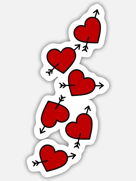 Herzen Pfeil Herz Liebe - Sticker Größe S (10 x 10 cm) - Mattweiß