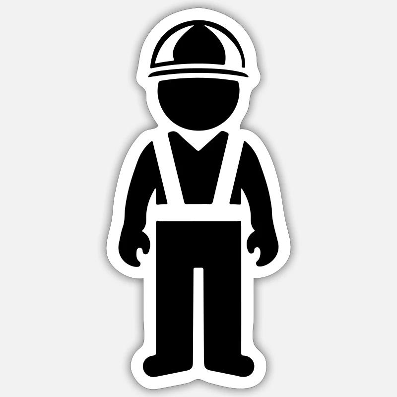 Ouvrier du bâtiment - Sticker taille S (10 x 10 cm) - blanc mat