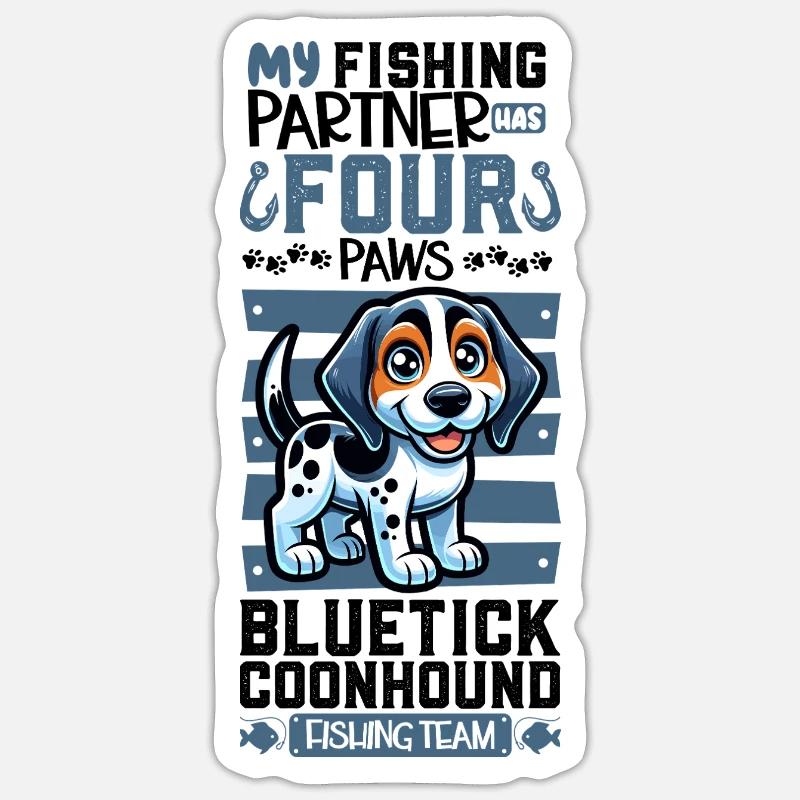 Pêche et Bluetick Coonhound - Sticker taille S (10 x 10 cm) - blanc mat