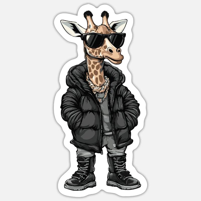 Giraffe Cool Winter - Sticker Größe S (10 x 10 cm) - Mattweiß