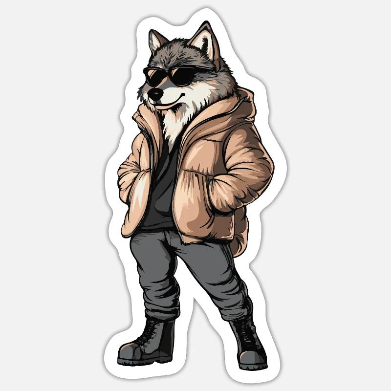 Wolf Cool Winter - Sticker size S (10 x 10 cm) - white matte