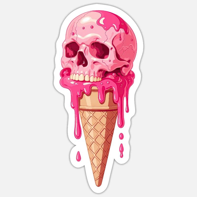 Pink Skull Eiscreme - Sticker size S (10 x 10 cm) - white matte