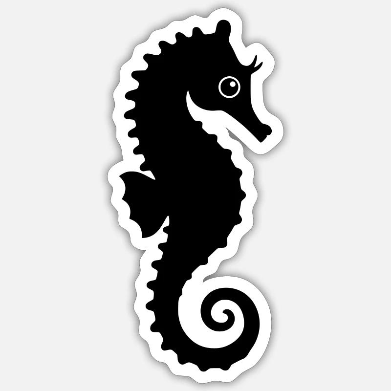 Süßes Seepferdchen Silhouette - Sticker Größe S (10 x 10 cm) - Mattweiß