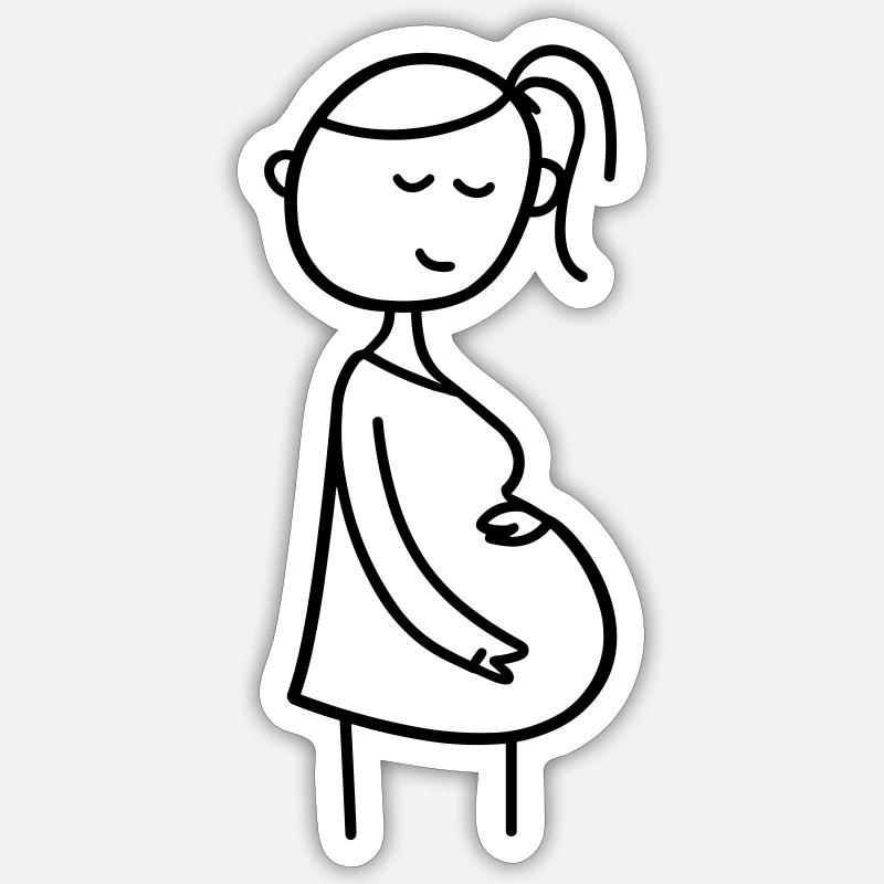femme enceinte - Sticker taille S (10 x 10 cm) - blanc mat