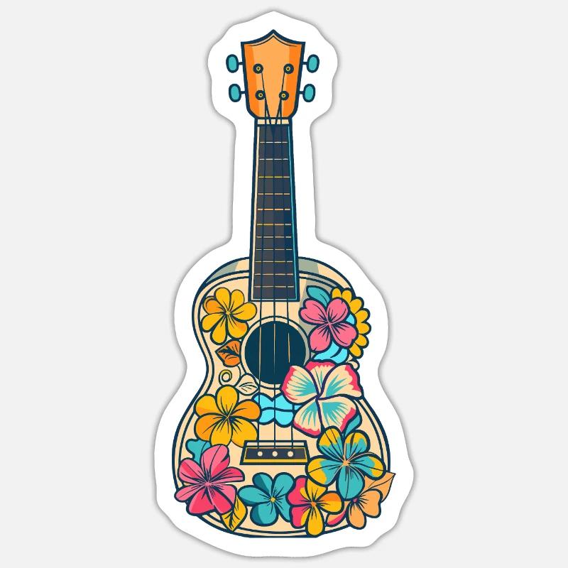 Ukulele Comic-Stil Sticker Größe S (10 x 10 cm)
