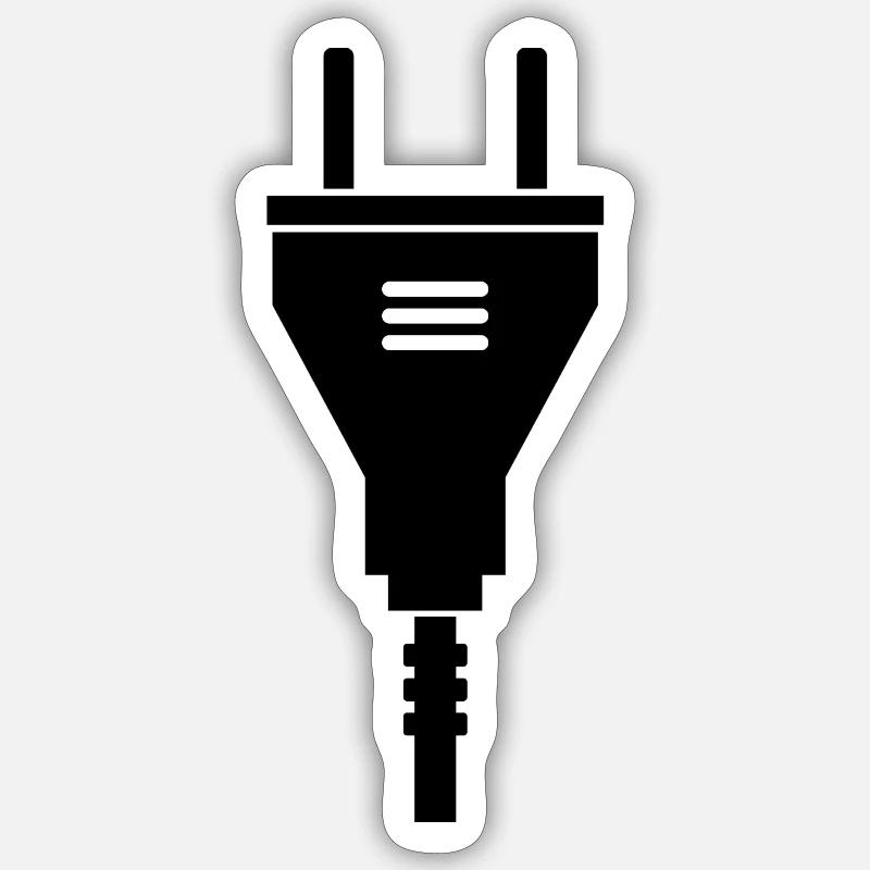 Prise électrique - Sticker taille S (10 x 10 cm) - blanc mat
