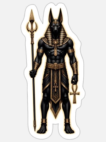 Anubis-Kriegspriester - Sticker Größe S (10 x 10 cm) - Mattweiß