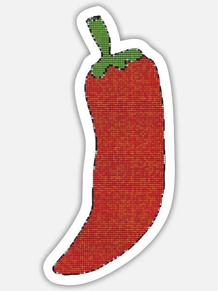 Chili Pixelkunst Feuerrot - Sticker Größe S (10 x 10 cm) - Mattweiß