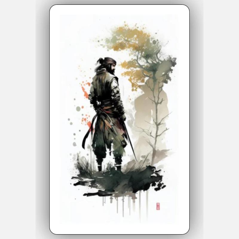 Samurai - Sticker Größe S (10 x 10 cm) - Mattweiß
