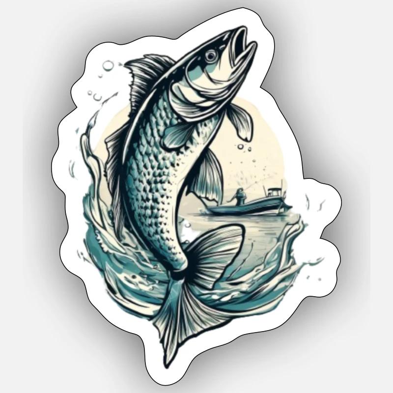 Fisch - Sticker Größe S (10 x 10 cm) - Mattweiß