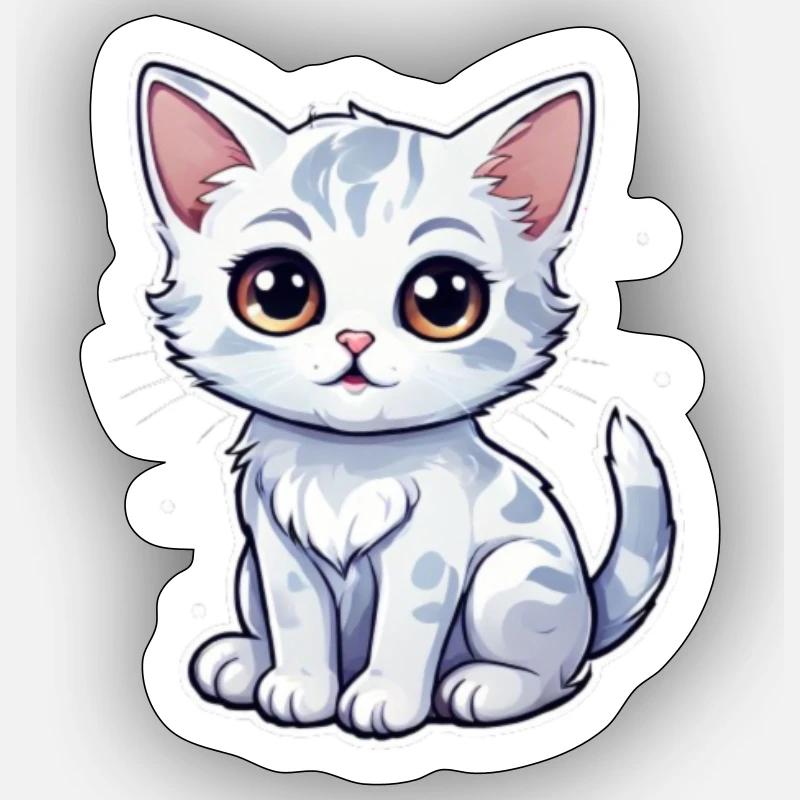 Petit chaton mignon - Sticker taille S (10 x 10 cm) - blanc mat