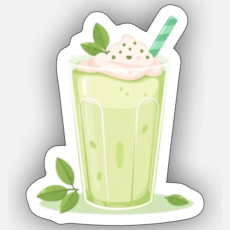 Iced Matcha Latte - Sticker Größe S (10 x 10 cm) - Mattweiß