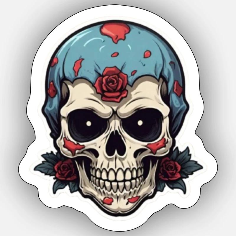 Crâne - Sticker taille S (10 x 10 cm) - blanc mat