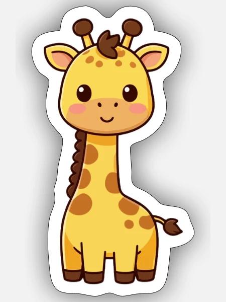Niedliche Giraffe Kawaii Geschenk Kinder - Sticker Größe S (10 x 10 cm) - Mattweiß