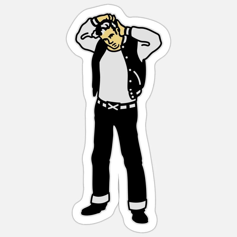 Rockabilly Boy - Sticker Größe S (10 x 10 cm) - Mattweiß