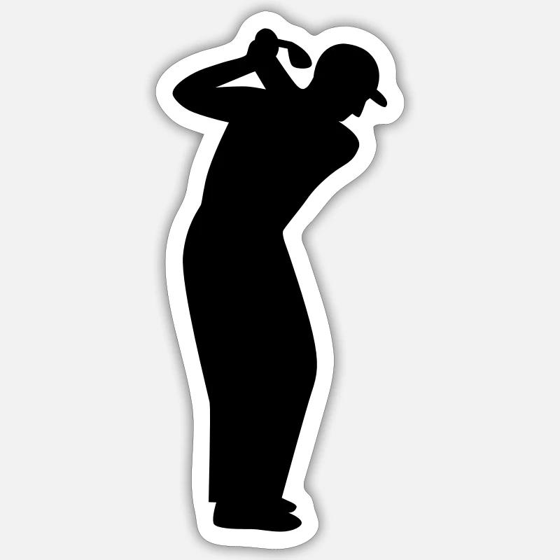 Golfer beim Abschlag - Sticker Größe S (10 x 10 cm) - Mattweiß