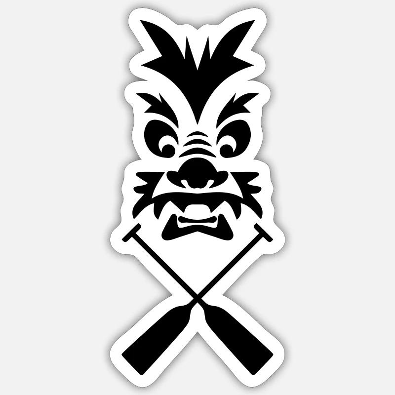 Drachenboot Drache Paddel 1c - Sticker Größe S (10 x 10 cm) - Mattweiß