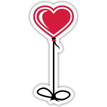 heart fly balloon string rope hang sky - Sticker size S (10 x 10 cm) - white matte - Front