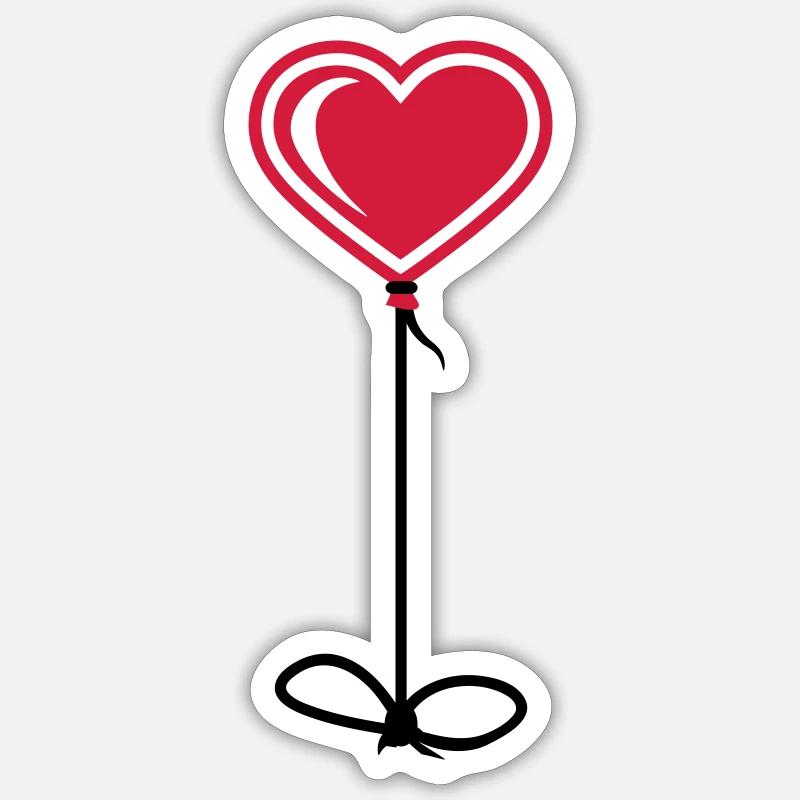 heart fly balloon string rope hang sky Sticker size S (10 x 10 cm)