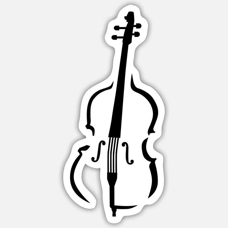 Contrabasse - Sticker taille S (10 x 10 cm) - blanc mat