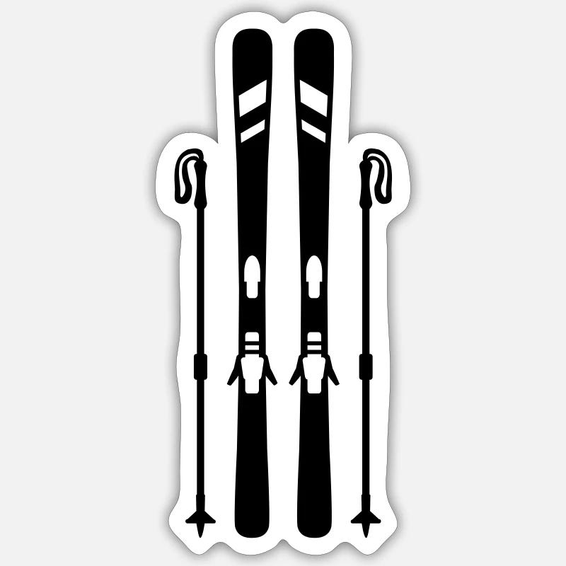 Ski - Sticker Größe S (10 x 10 cm) - Mattweiß