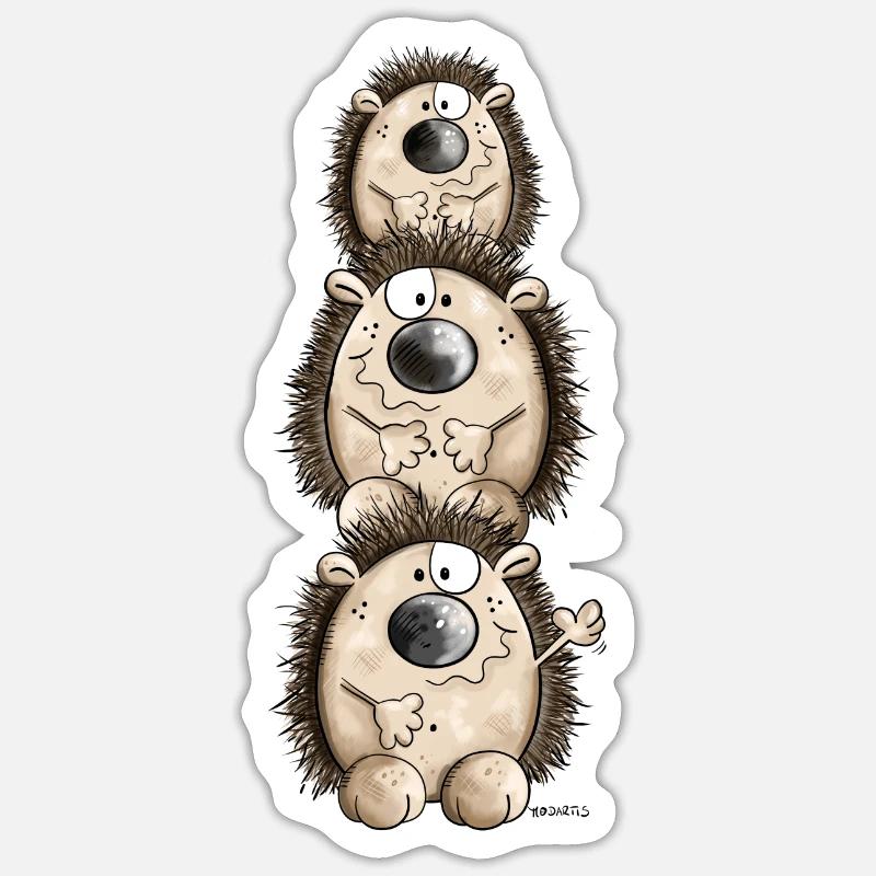 Igel Turm - Sticker Größe S (10 x 10 cm) - Mattweiß