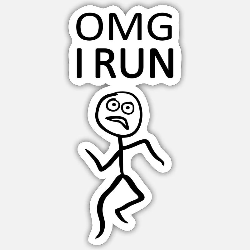 Omg, I run - run, runner - Sticker size S (10 x 10 cm) - white matte