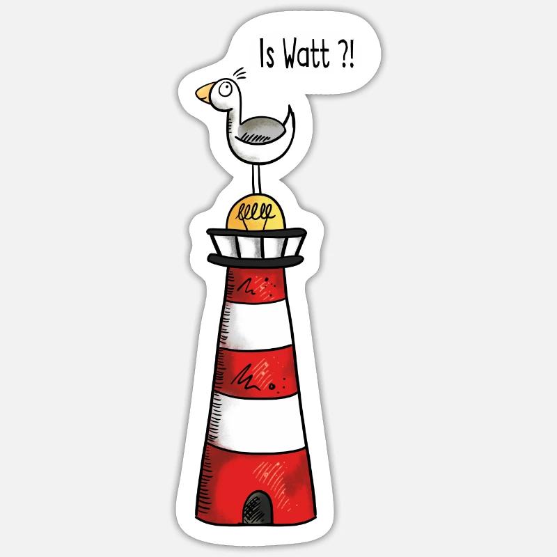 Is Watt Möwe - Nordsee - Leuchtturm - Geschenk - Sticker Größe S (10 x 10 cm) - Mattweiß
