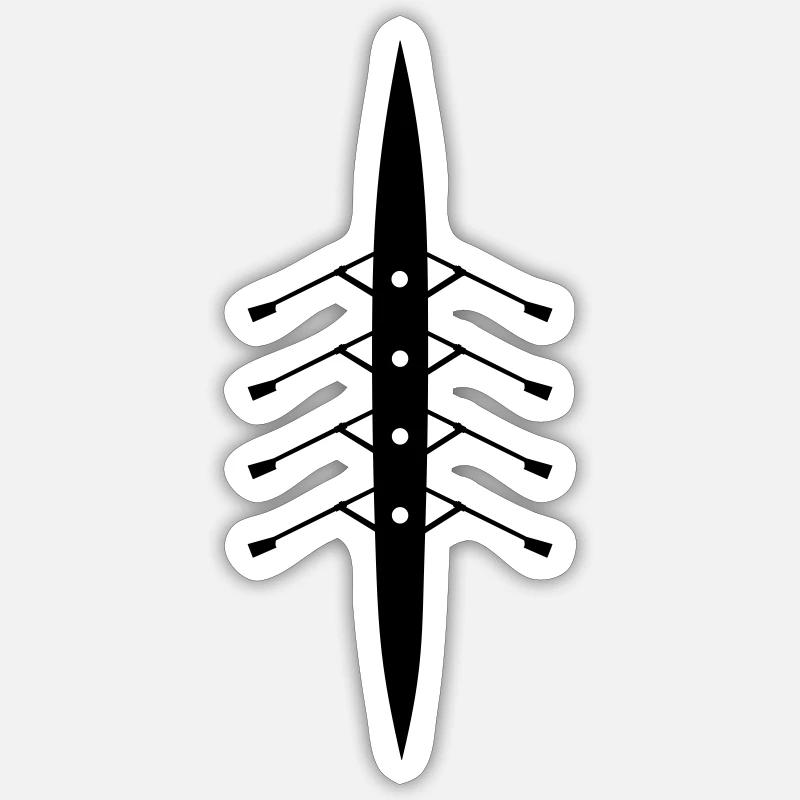 Vierer Ruderboot - Sticker Größe S (10 x 10 cm) - Mattweiß