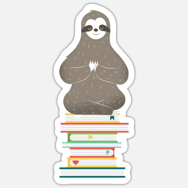 Sloth Bookworm Reader Geschenkidee Sticker Größe S (10 x 10 cm)